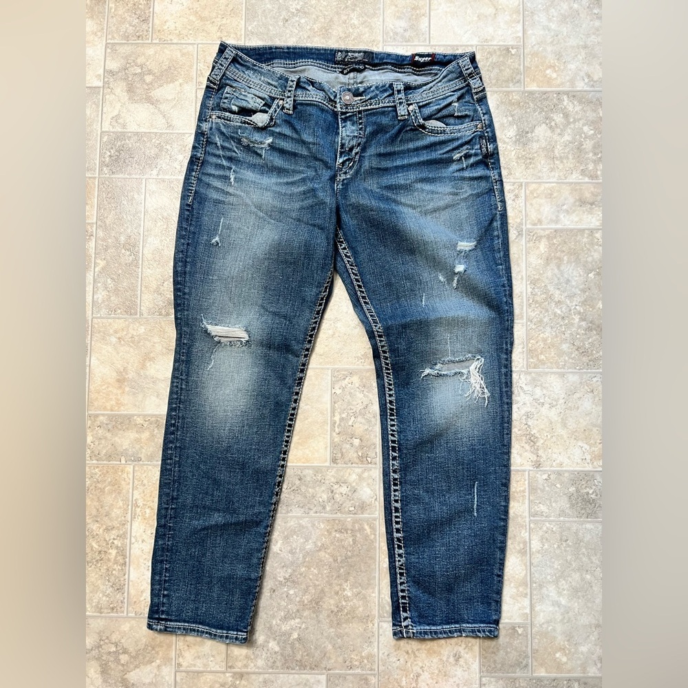 Women’s silver jeans distressed boyfriend 31/25 - Picture 1 of 10